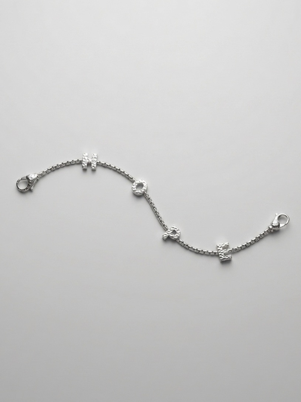 JAI Sterling Silver HOPE Station Bracelet with Box Chain (NEW)